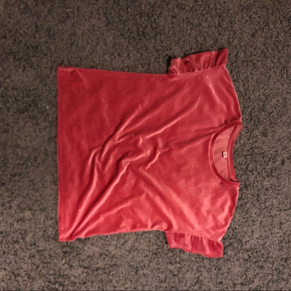 Velvet ruffle sleeve tee